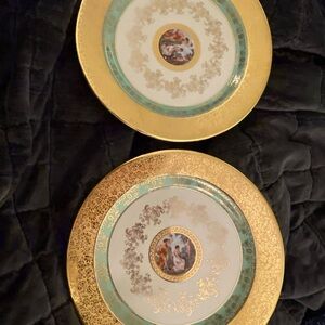 Antique Le Mieux China Hand Decorated 24k 8.5" Salad Plates - set of 2